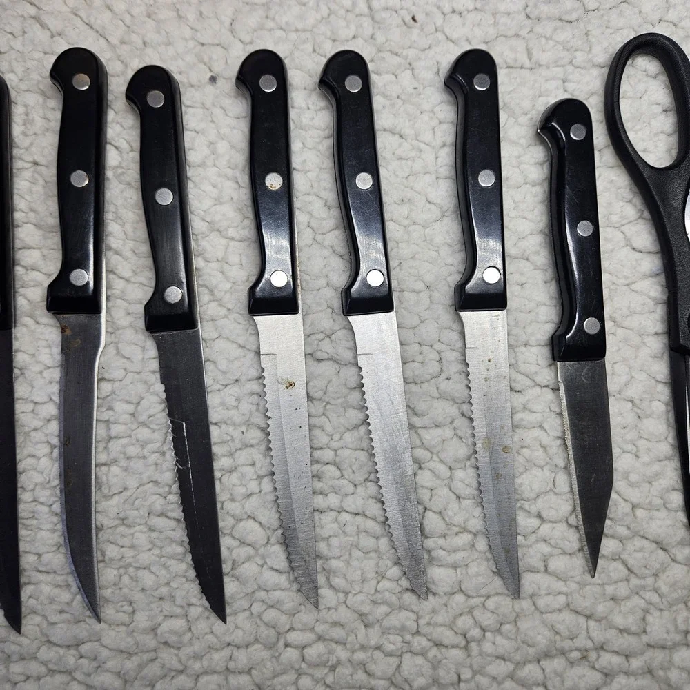 Master Chef Duracut 12 Pc Knife Block Set Santoku Stainless Steel Cooking Sharp